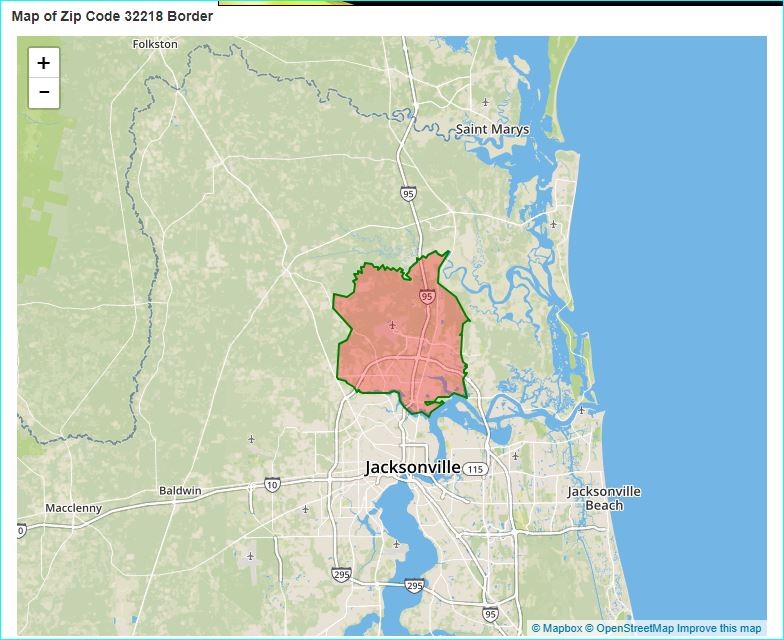 zip code map 32218 jacksonville fl